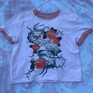 grunge y2k pink graphic baby tee